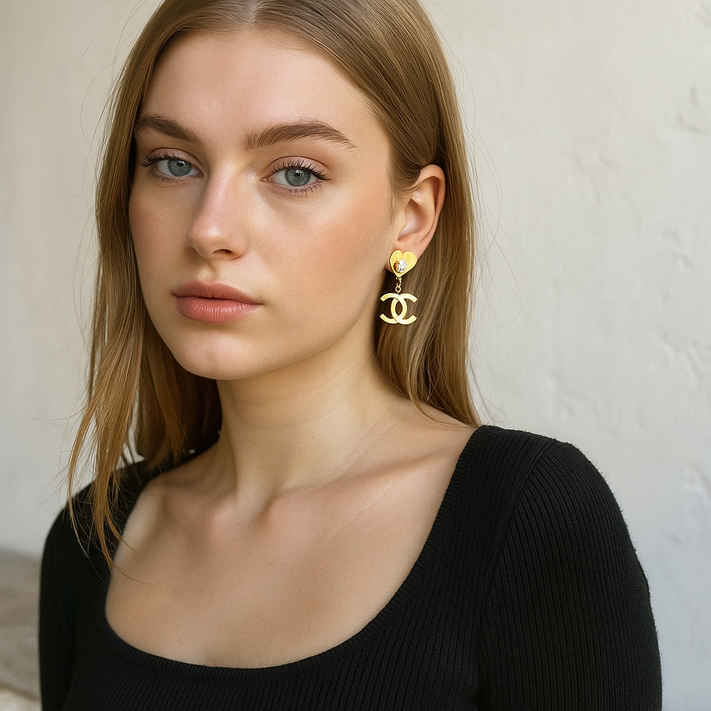 18K Gold plated chanel earrings for women