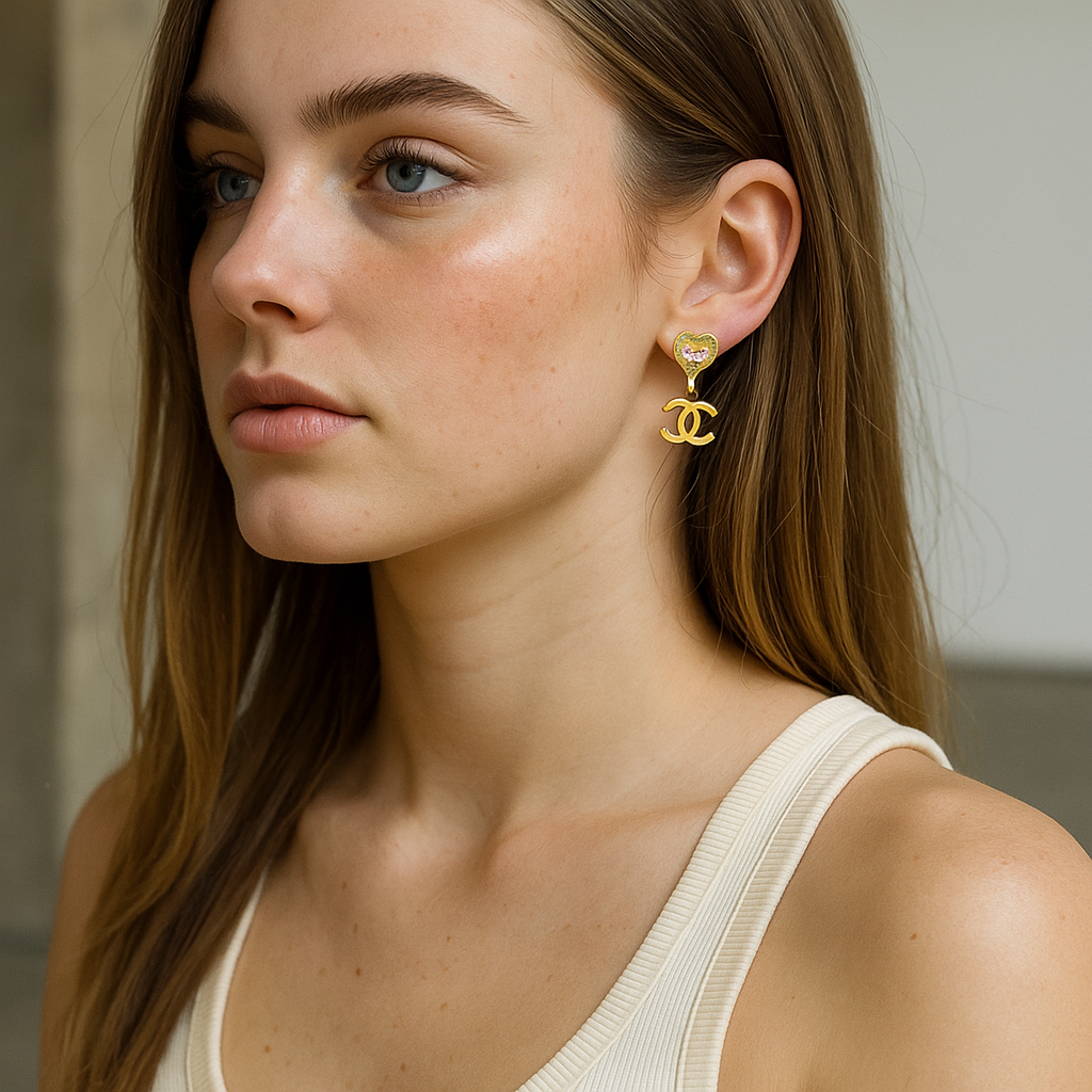 18K Gold plated chanel earrings for women