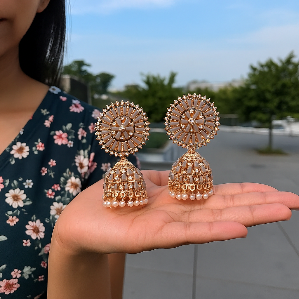 Gray Shinny Jhumka