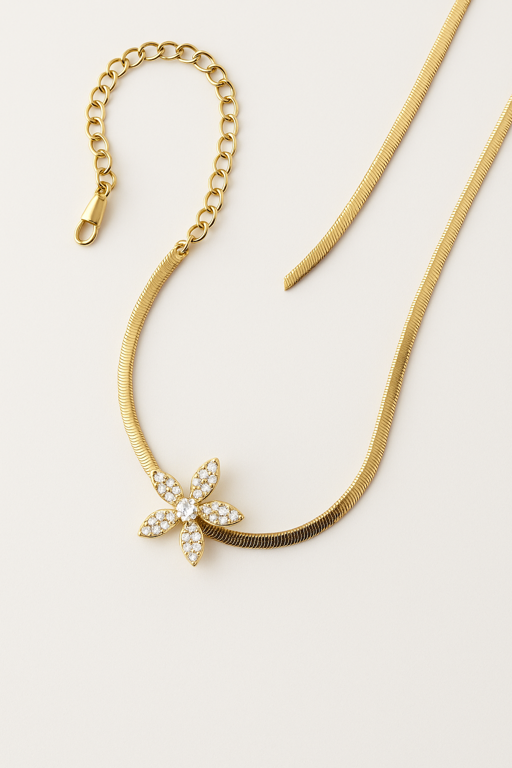 18K Gold Plated Flower Pendant with Crystals