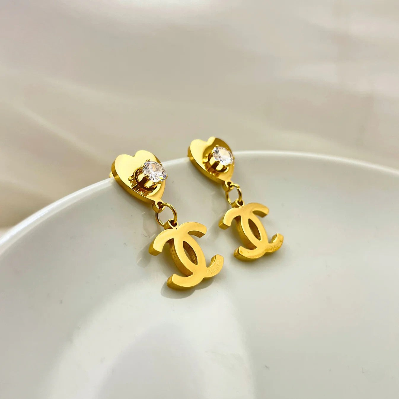 18K Gold plated chanel earrings for women