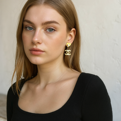 18K Gold plated chanel earrings for women