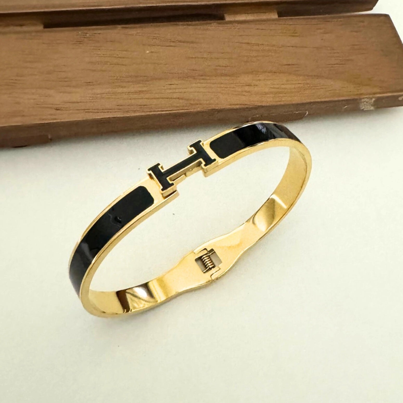 Hermes 18K gold plated bangle bracelet