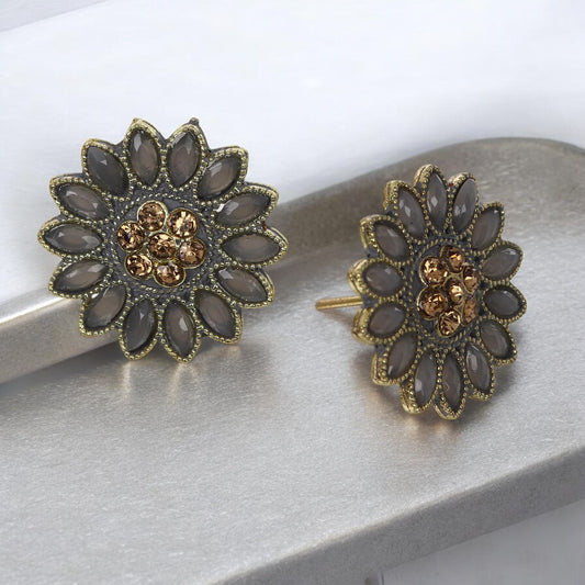 Floral Gray Studs