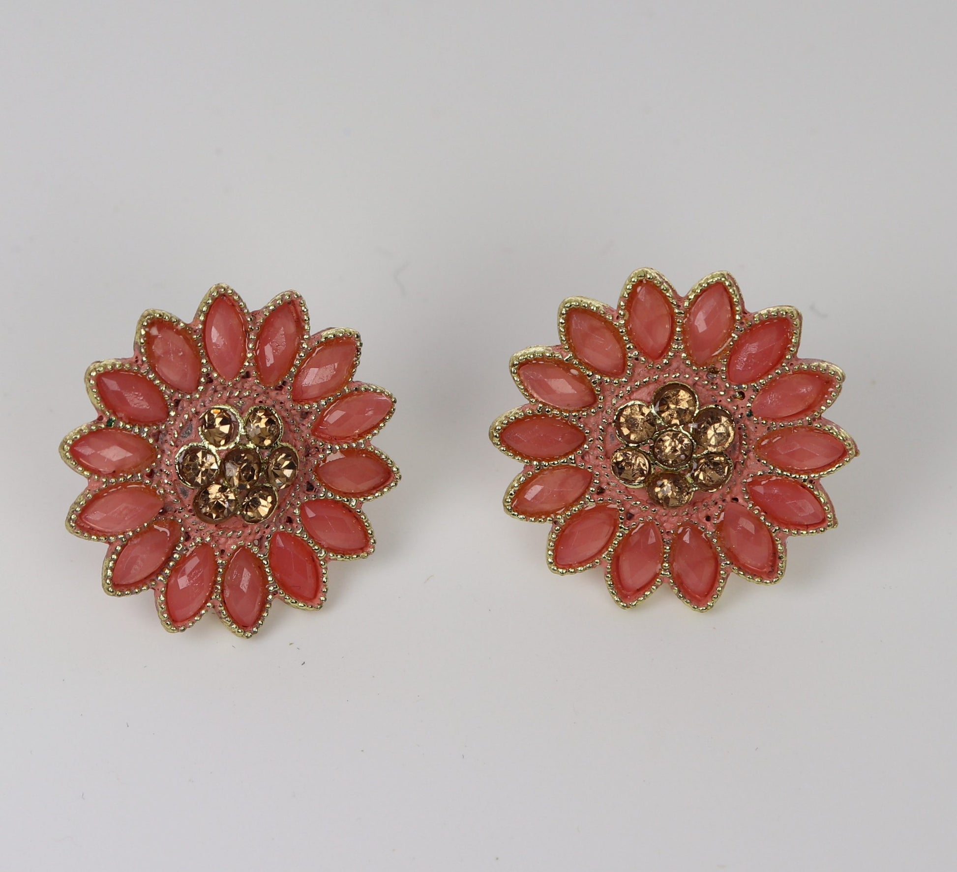 Orange Indian Traditional Stud Earrings 