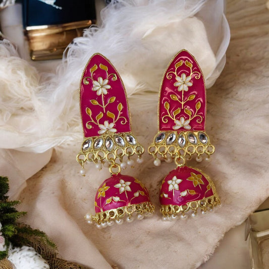 Marvellous Berry Meenakari Earrings