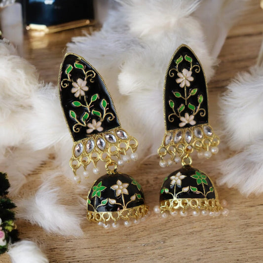 Marvellous Blackish Meenakari Earrings