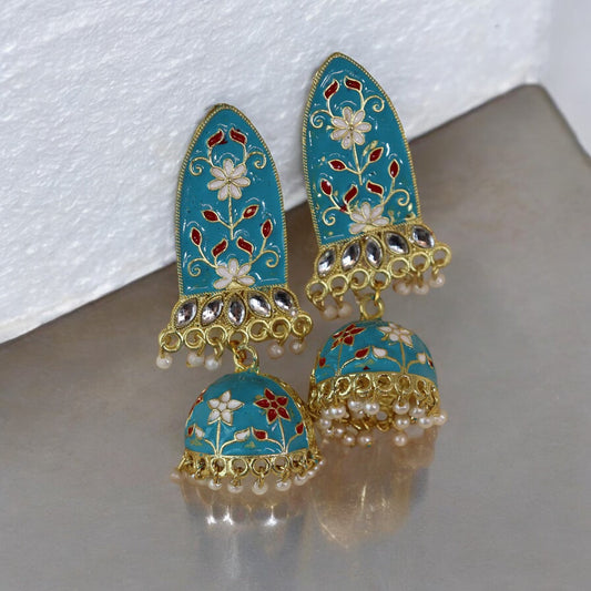 Marvellous Skyish Meenakari Earrings