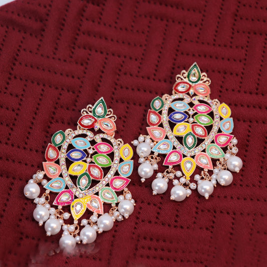 Multi Peacock Chandbali Earrings