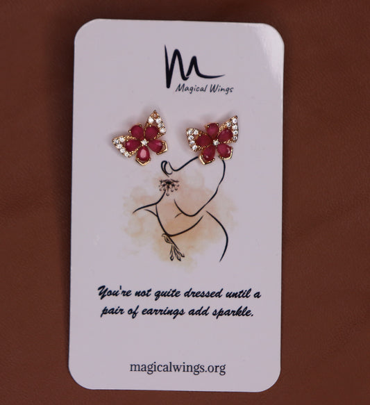Wine Butterfly AD Stud