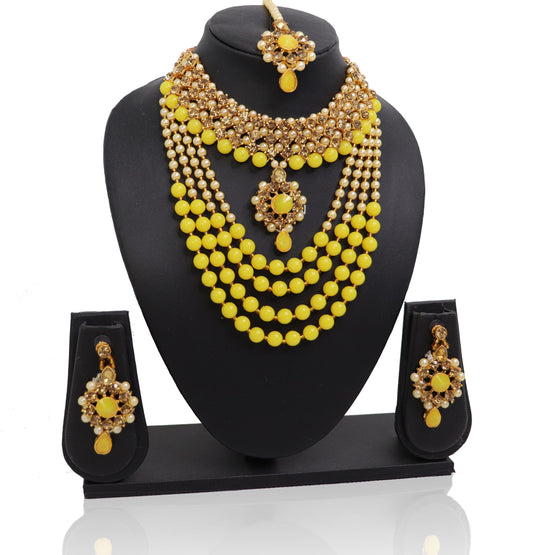 Yellowish Haldi Pearl Choker Set