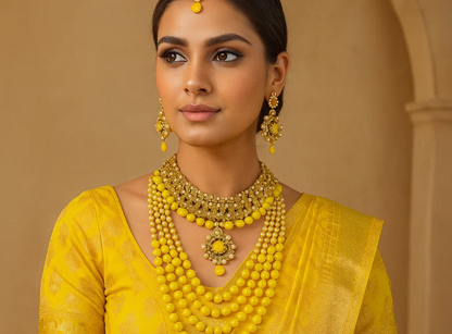 Yellowish Haldi Pearl Choker Set